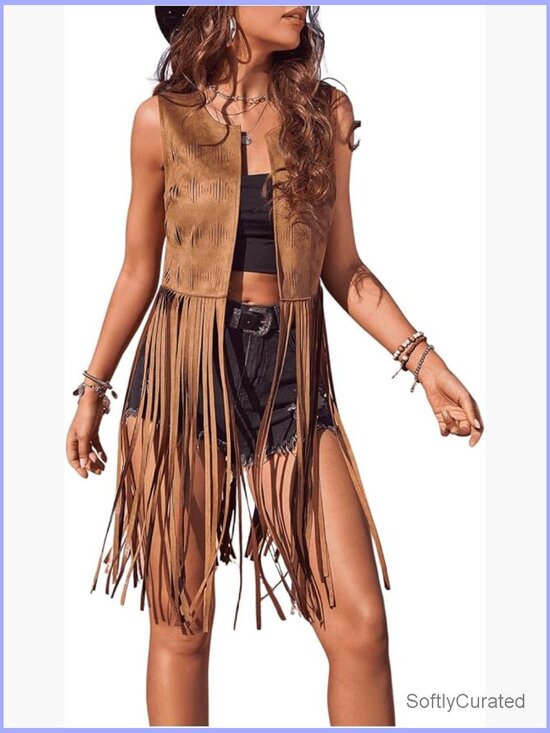 Jackets & Blazers - Tassel Sleeveless Vest 70s Western Fringe Suede Jacket Hippie Clothes